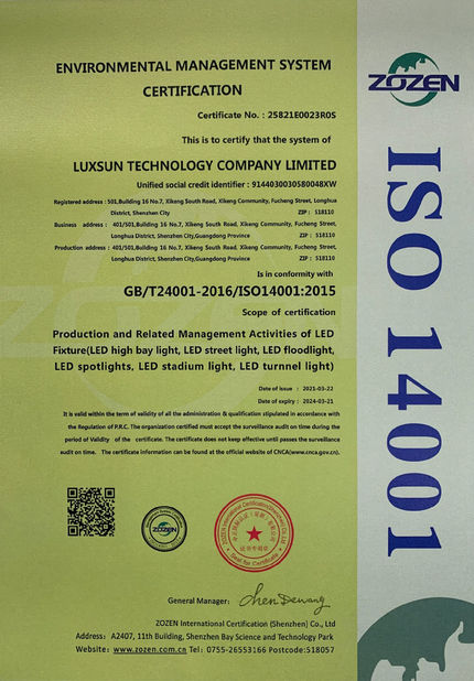 Chine Luxsun lighting Co.,Ltd certifications